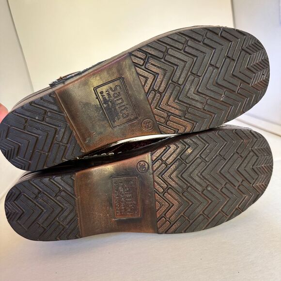 Sanita Sz 39 8 8.5 Clogs Red Metallic‎ Comfort Work Nurse - Picture 4 of 14